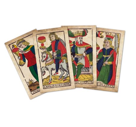 Original Tarotkarten von 1760 Kelche, Prinzessin der Kelche, Reiter der Kelche, König der Kelche, Königin der Kelche